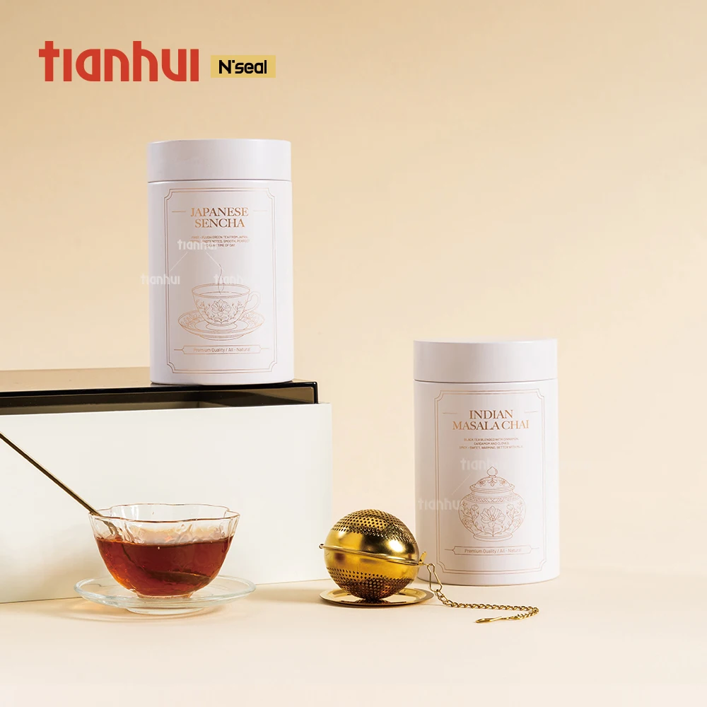 علبة شاي دائرية محكمة الغلق من تيانهوي، علبة صغيرة على شكل أسطوانة من القصدير