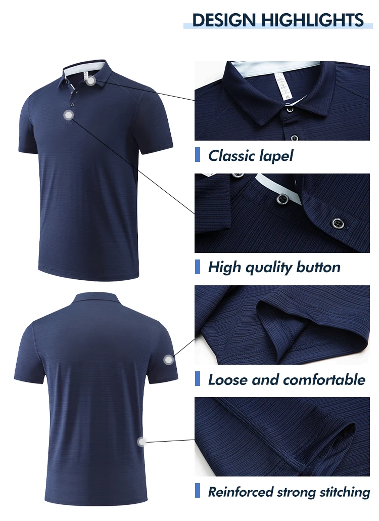 Wholesale Custom Design 92 Polyester 8 Spandex Multi Color Mens Polo