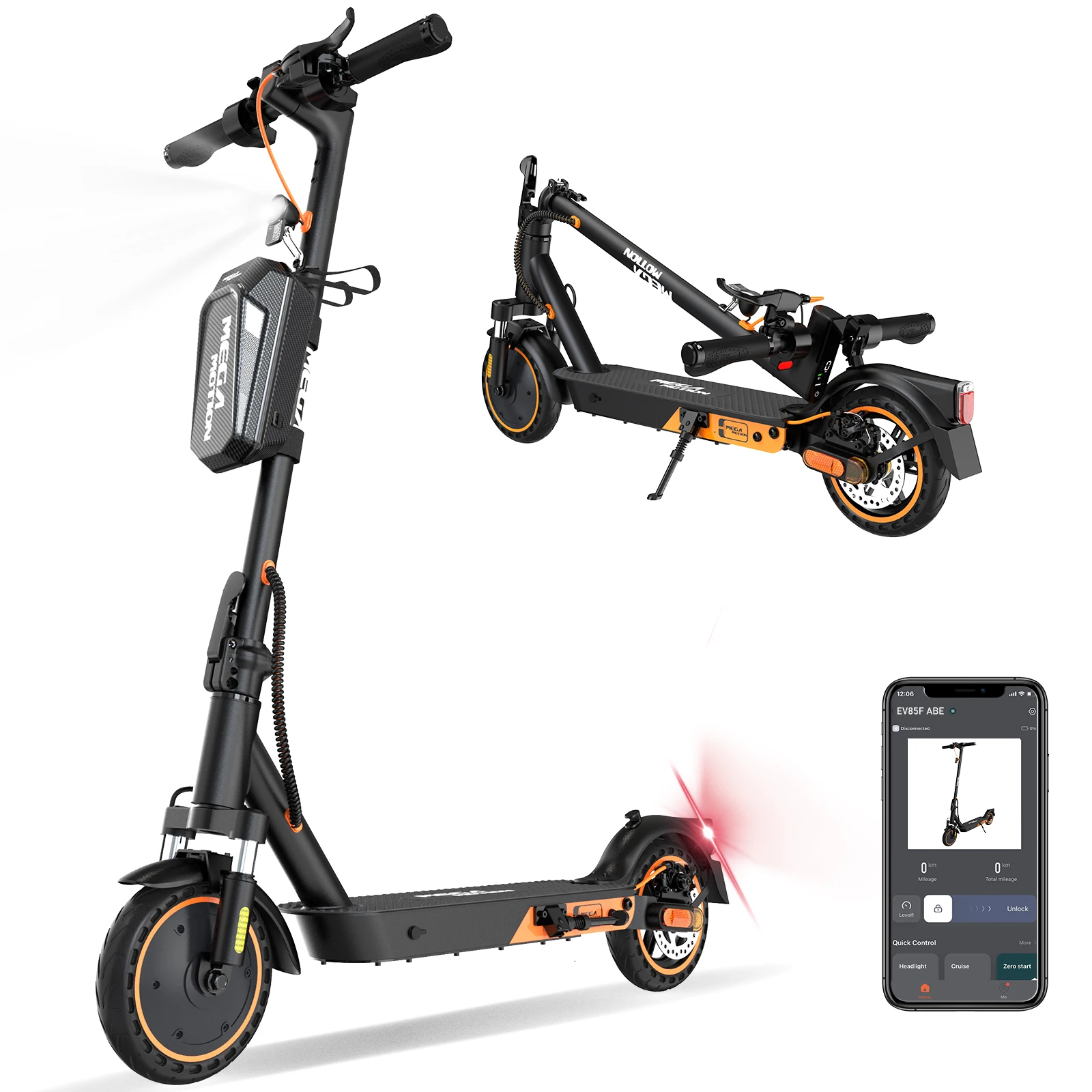 Trottinette électrique Mega Motion EV85F ABE, contrôlée par application, pliable, unisexe, 8,5 pouces, deux roues, portable, certifiée CE_voghion.com