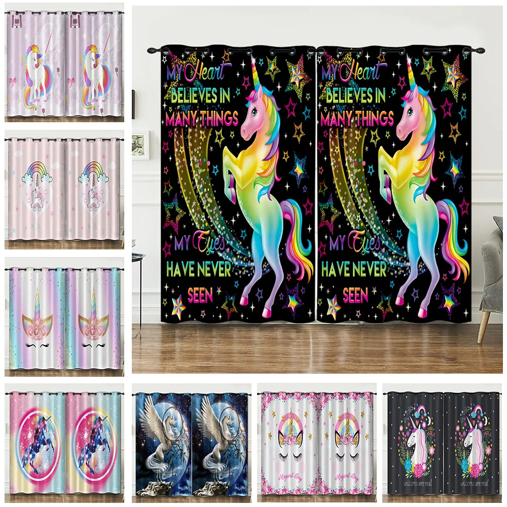 Popular 3d Printing Cartoon Animation Unicorn Curtain,Children's Bedroom  Split Curtain 100% Polyester - Buy 3d Printing Children Cartoon Curtain,3d  Printing Children Cartoon Pink Curtain,Split Curtain Product on 