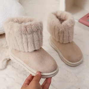 High Quality Autumn & Winter Thick Sole Children's Warm Soft Round Toe Comfort Girl Fur Thick Snow Boots