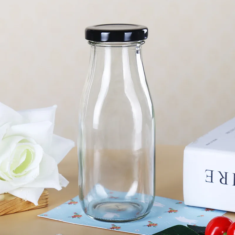 300ml 500ml 1l Naturel Silex Bouteille En Verre Pour Jus De Fruits Juice Milk Beverage Bottle with Crown Cap
