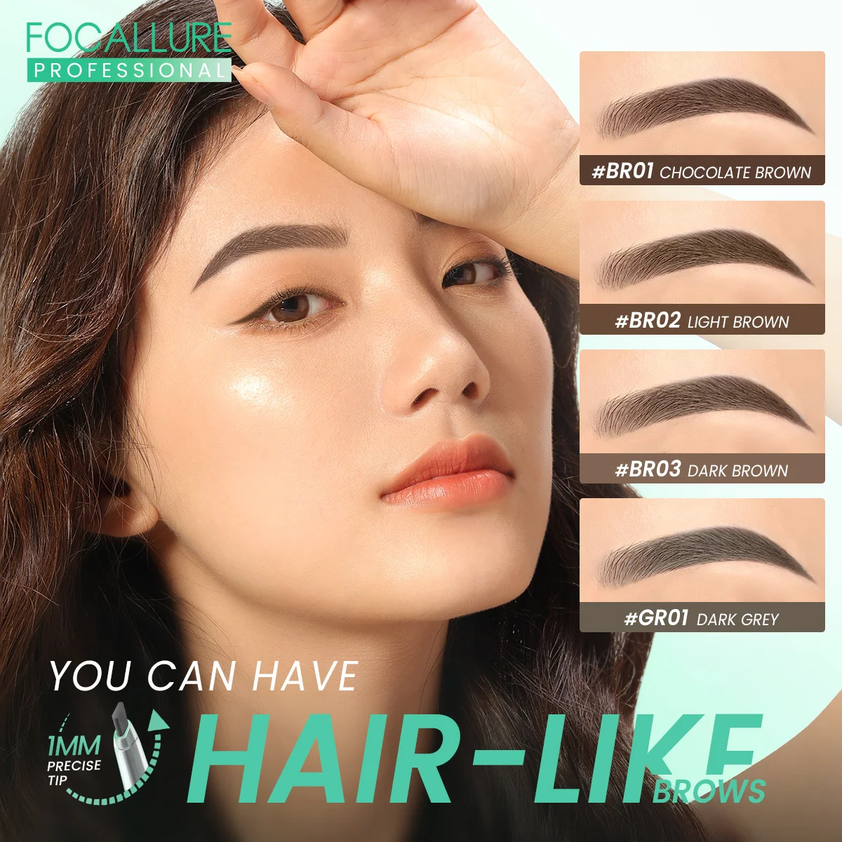 Focallure E34 Proslim Precise Defining Eyebrow Pencil Beveled Tip