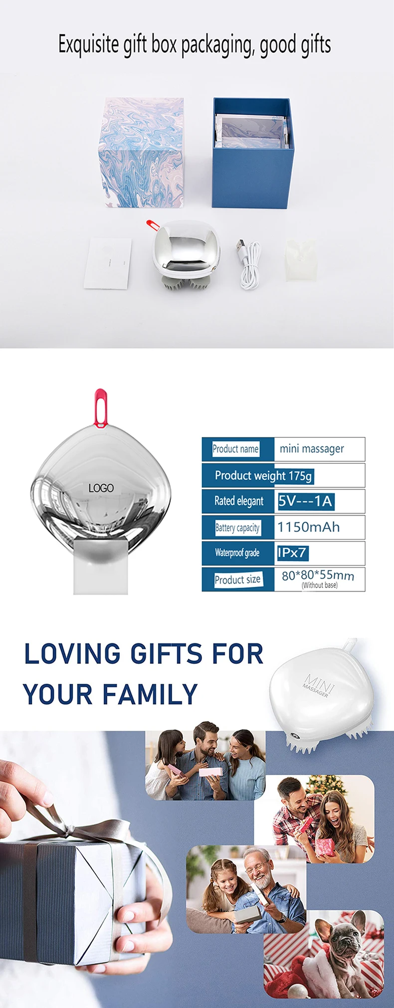 New Product Ideas 2024 Portable IPX7 Waterproof Head Massager Far Infrared Therapy Electric EMS Electric Head Massager