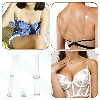 Bra With Transparent Straps and Back Push up Clear Strap Backless Bra Adjustable Invisible Shoulder Strap Accessory