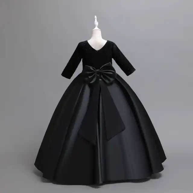 Summer new design Girls Dress Wedding Banquet Girls Party Dresses Black Kids Dresses For Girls