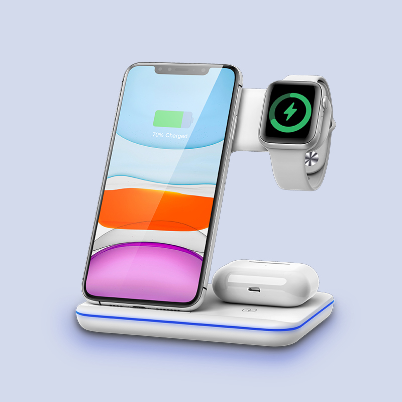 
Тренд 2021 qi 15 Вт Быстрая зарядка подставка для телефона и часов док-станция 3 в 1 Беспроводное зарядное устройство для iphone apple iwatch 