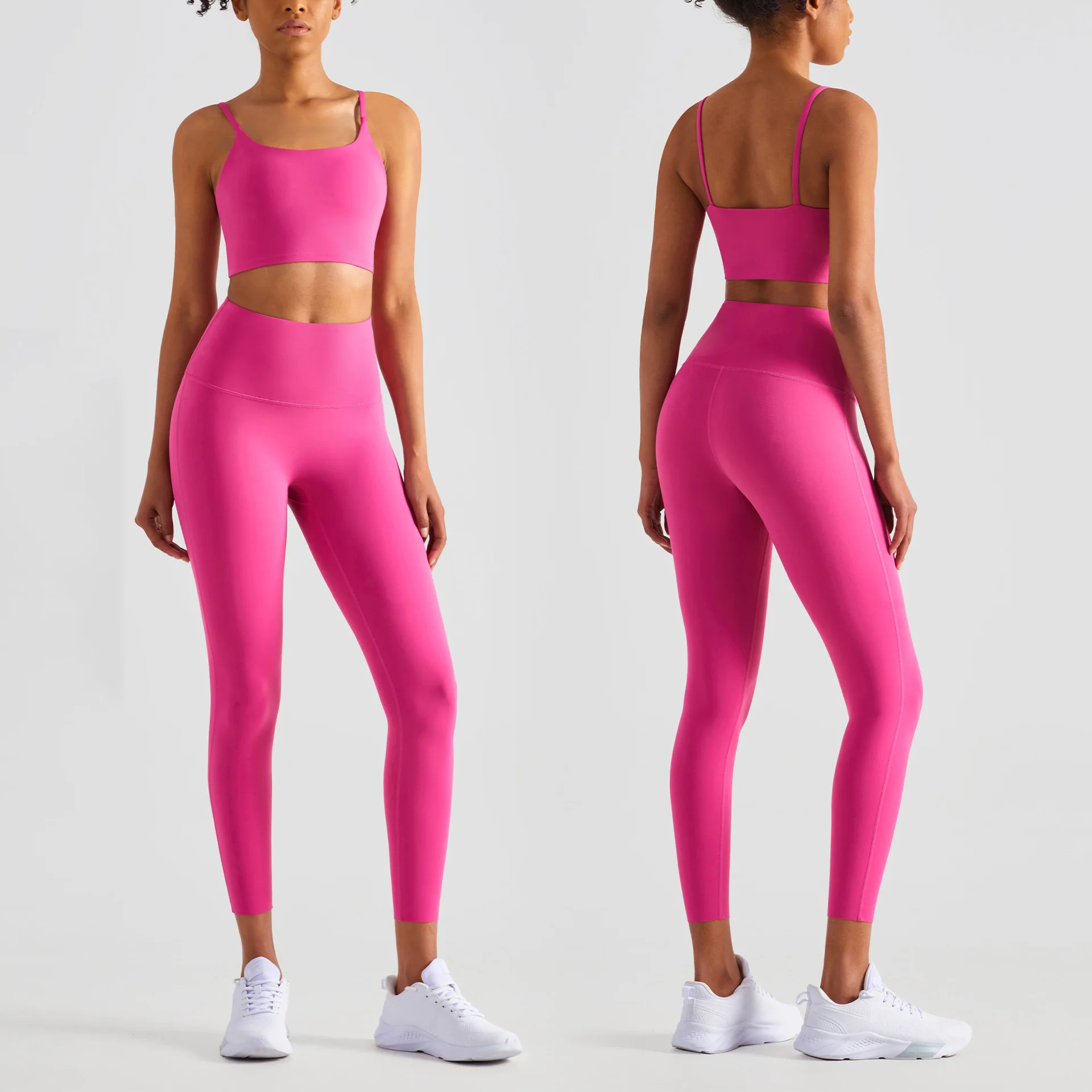 Women Athletic Sportswear Strappy Sports Bra And High Waist Leggings