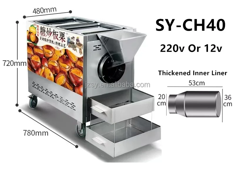 10KG/Time Commercial Cocoa Bean Chickpea Macadamia Nut Roasting  Machine/Peanut Almond Cashew Nuts Roaster Processing Equipment