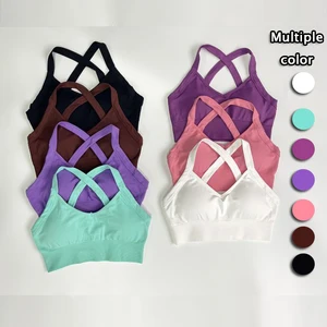 Custom logo Quick Dry Nylon Seamless Athletic Vest Sports Bra for Big Breast