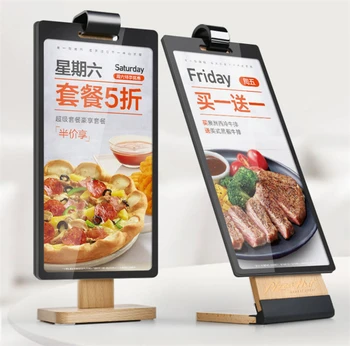 100*200mm A4 A5 Turning Page Wood Fast Food Menu Sign Holder Display Board For Coffee Milk Tea Fast Food Shop Store