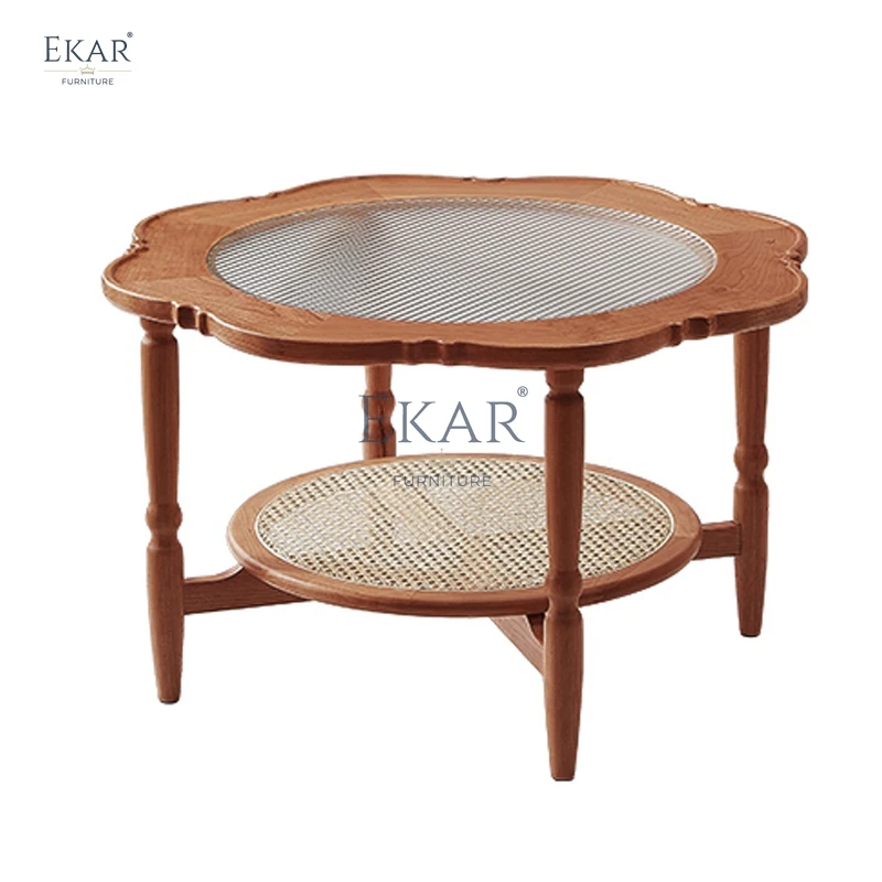 product new design cherry wood lace modular coffee table set-64