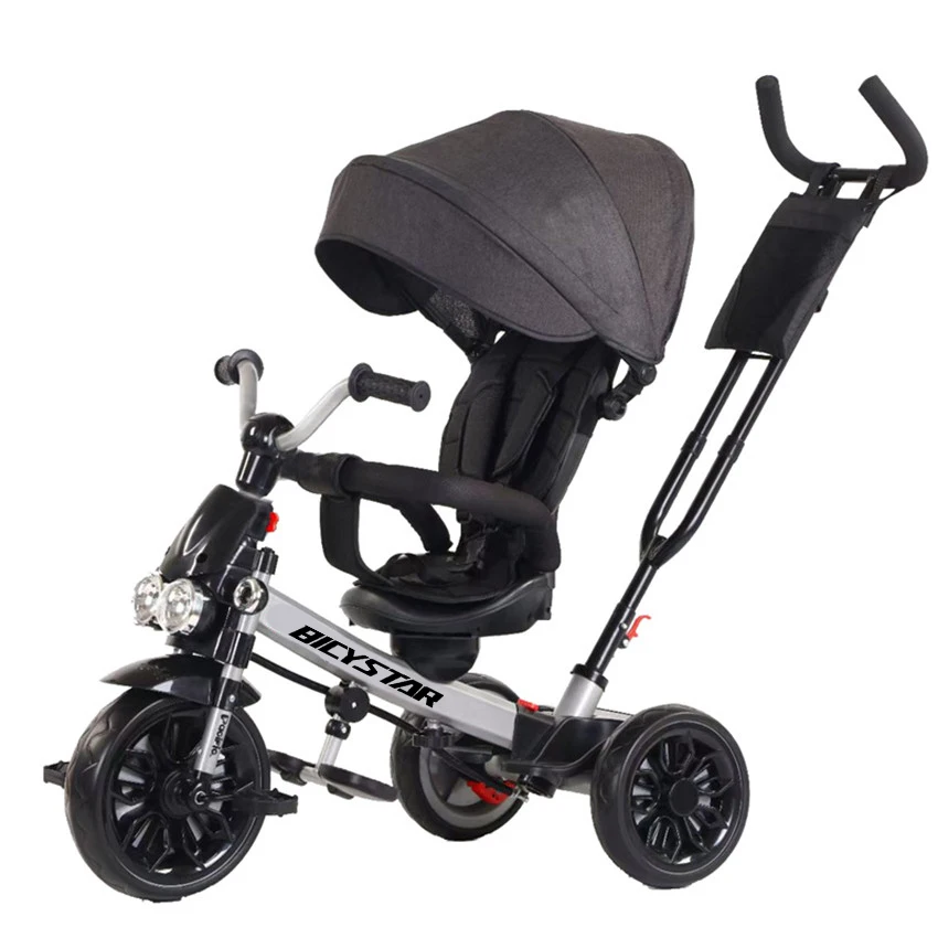 2021 Yimei New Girl 4in 1 with Musical Wholesale Price Foldable Baby Tricycle Trike Stroller Bike with Canopy for One Year Baby