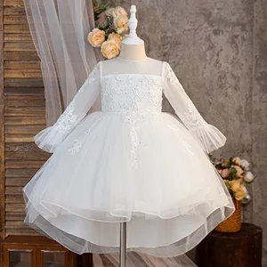 Girls Floral Printed Satin O-Neck Dress Formal Wedding Bridesmaid Party Wear Knee-Length to Children Age Group Clothes for Kids