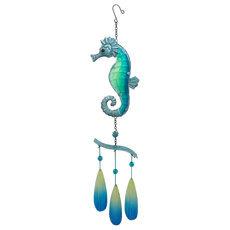  Patio Glass With Metal Wind Chime Seahorse Wind Chime