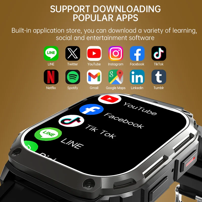 4G SIM GPS Smartwatch for Men 2G+16G Android 200W Camera Wifi Wireless Call Music Play I aperçu 4