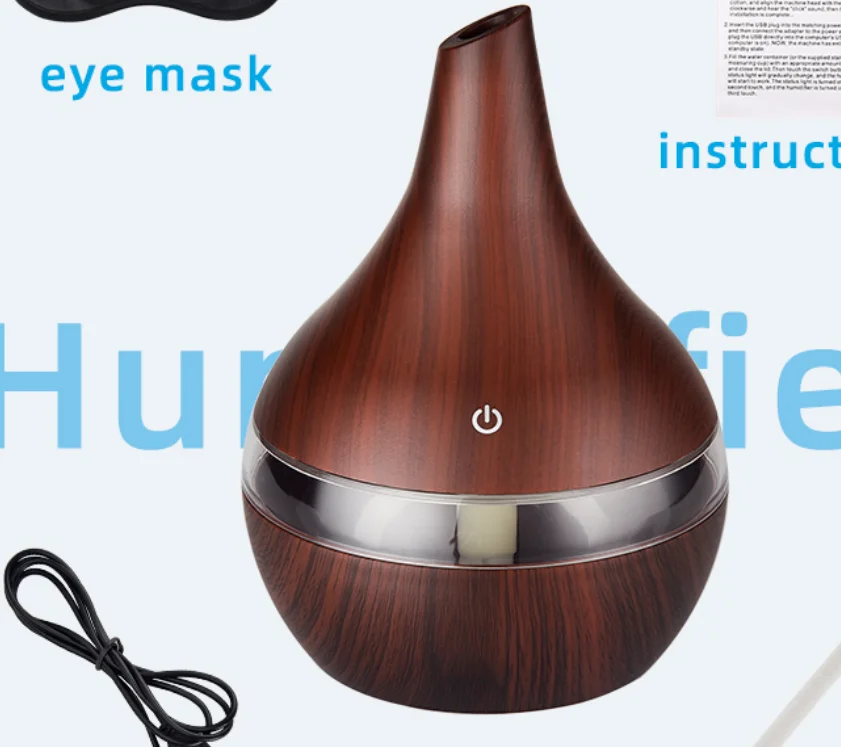 300ml USB Diffuser Aroma Essential Oil Car Air Humidifier Ultrasonic Colorful LED Night light Cool Mist for Home Office Car