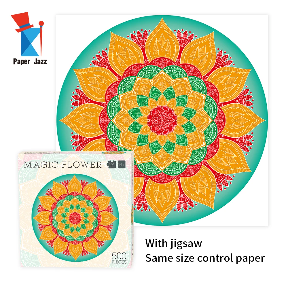 Magic Flower Pattern Cardboard DIY Blooming Jigsaw Round Puzzle Adult 500 Pieces for Puzzle Game