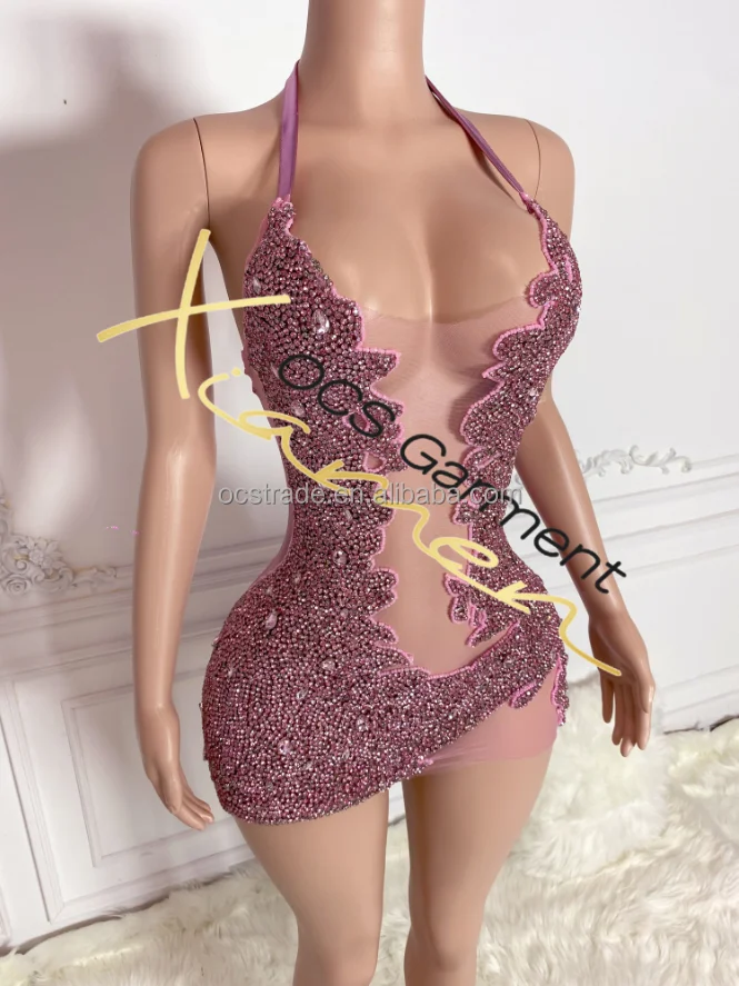 Ocstrade Vestidos Open Back Halter - Sparkly Club Dresses