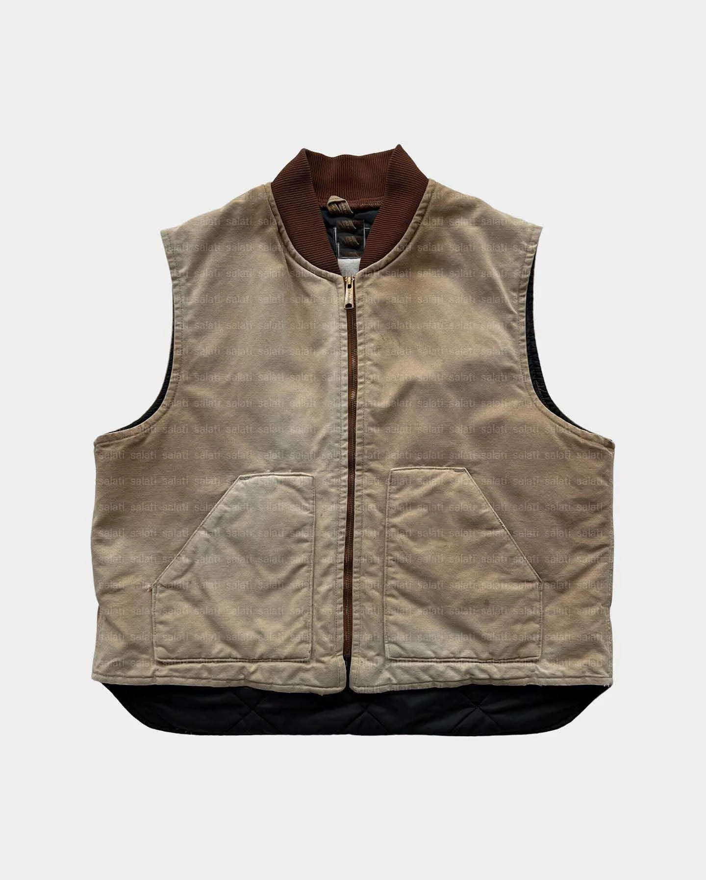 For Clothing Manufacturer Custom Knitted Duck Canvas Zipper Vintage Oversized Sleeveless Winter Worker Work Vest 100% Cotton gallery 10