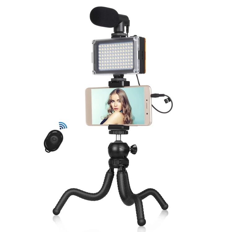 PULUZ Selfie Sticks Support de trépied + pince de téléphone avec adaptateur  de trépied et vis longue (noir)