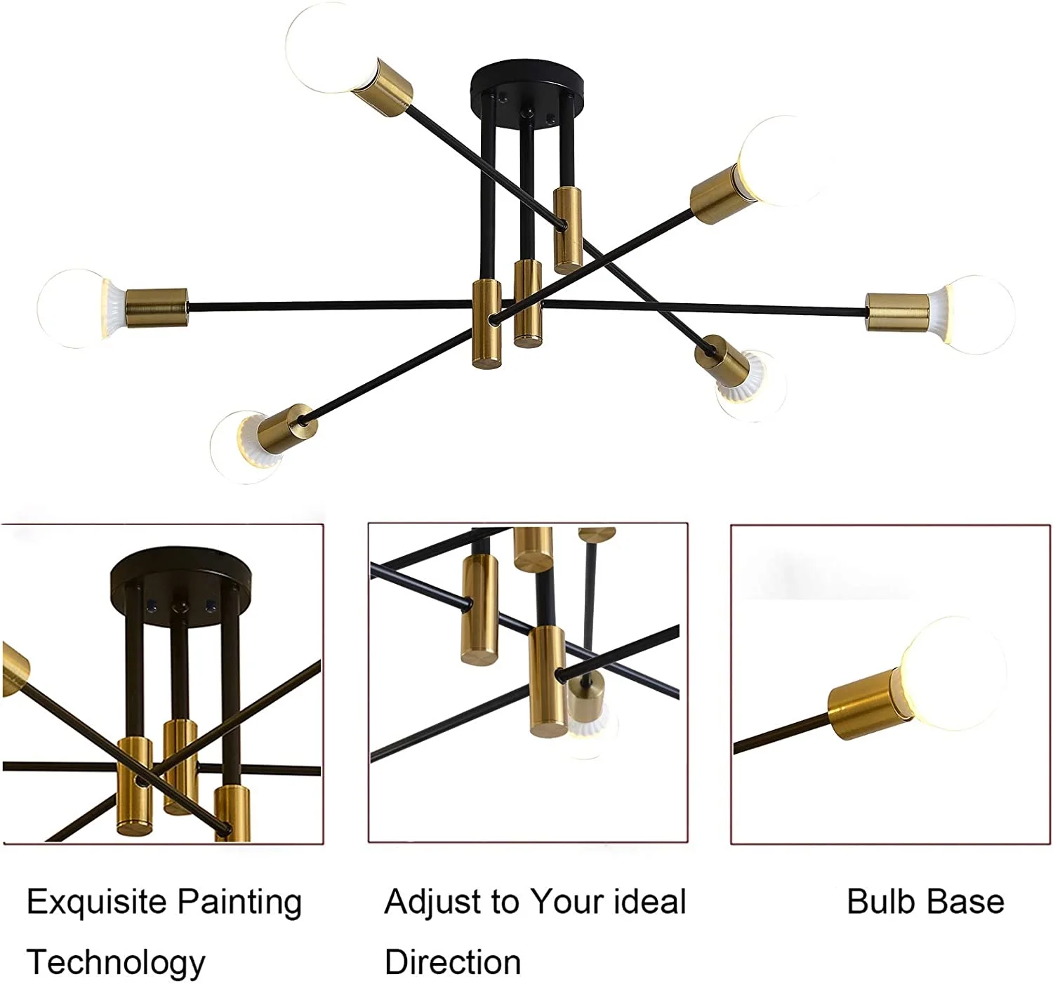 Современная люстра в стиле среднего века Sputnik светильник с полуутопленным креплением потолочный регулируемым рычагом Кухонное