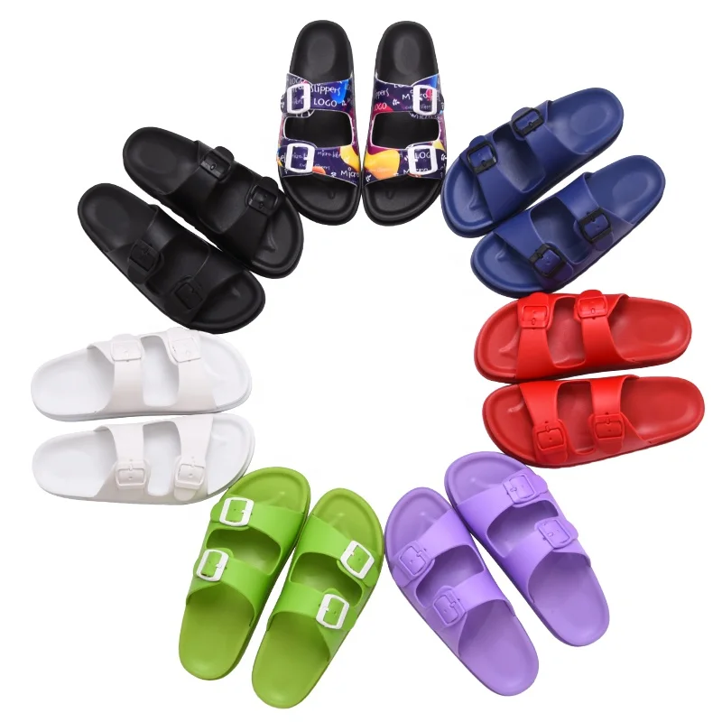 Outdoor Custom Printing Logo Pattern Unisex Black Plain Men's EVA PVC Rubber Sandals Slides Slippers for Women