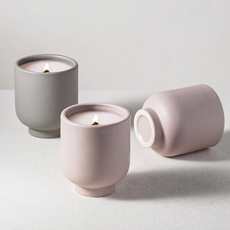 Yuanwang Oem/odm Nordic Unique Matt Empty Ceramic Candle Jars For