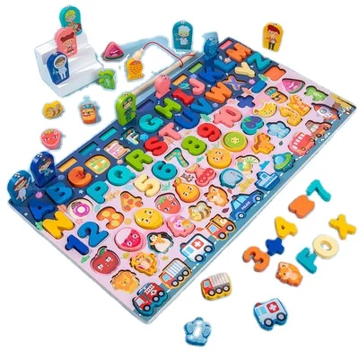 Игрушка Монтессори 8 в 1 для рыбалки, детская развивающая игрушка-пазл с числами