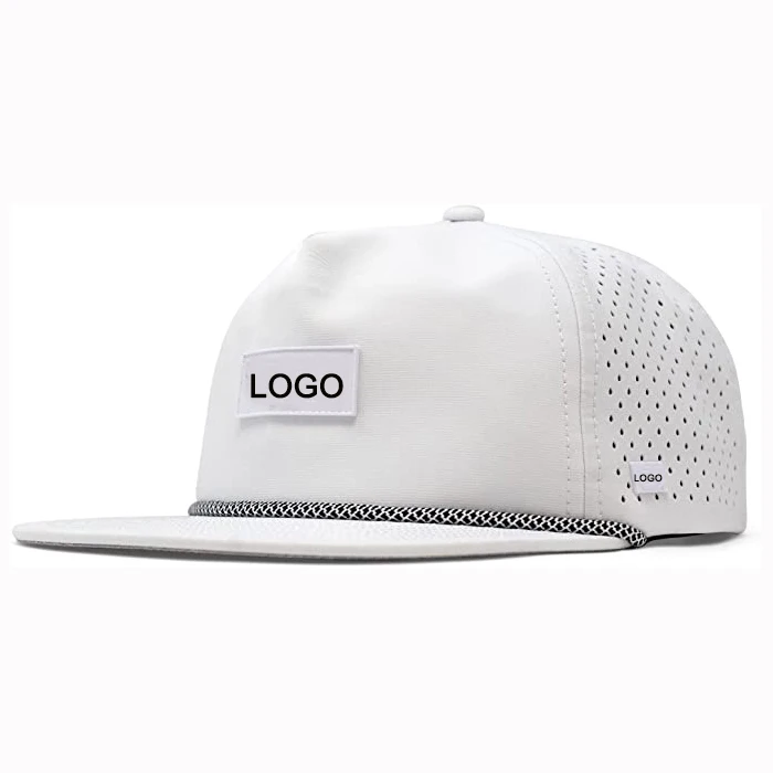 Custom Laser Hole 5 Panel Waterproof Performance Rope Snapback Hat Cap