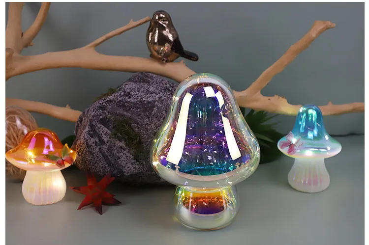 Easter decoration cute decor cheap modern art mini mushroom glass led light battery operated supplier