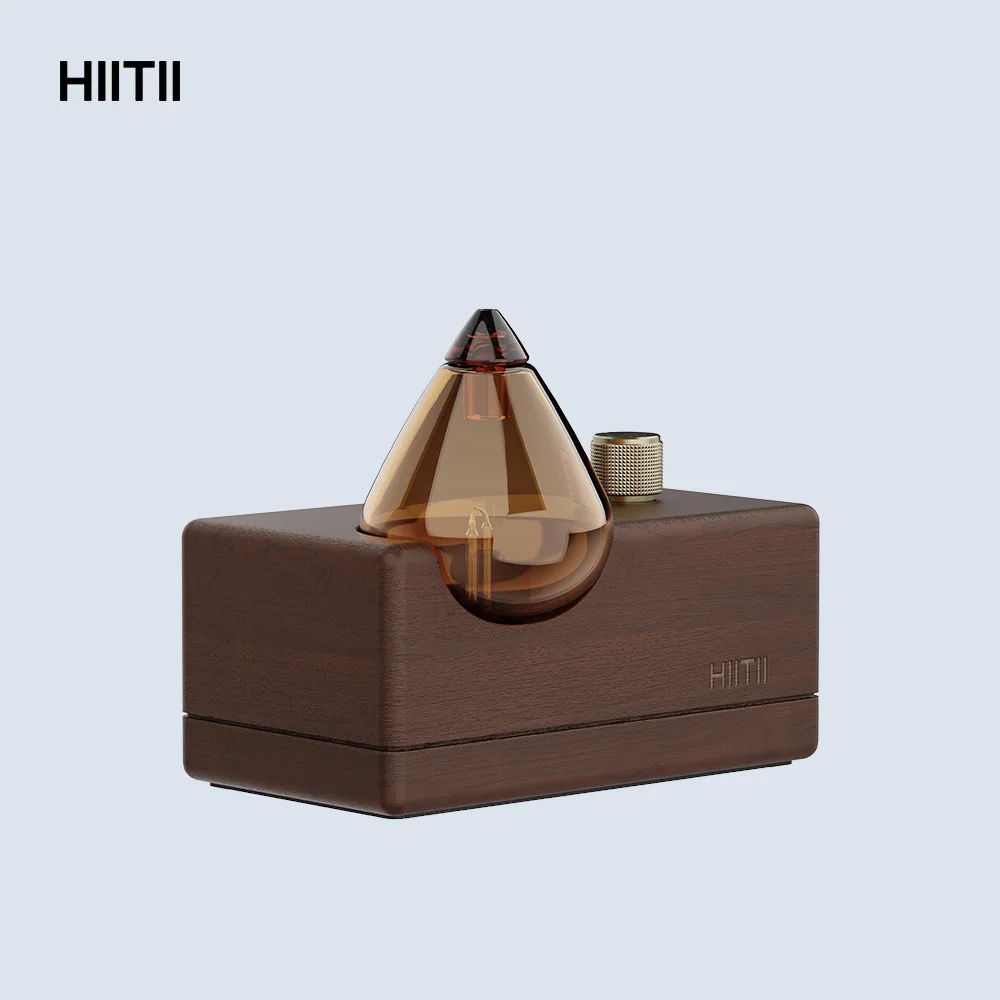 Puzhen Aromatherapy Diffuser Young Living Essential Oil Diffuser Wood and Glass Aroma Diffuser Ultrasonic for Meditation