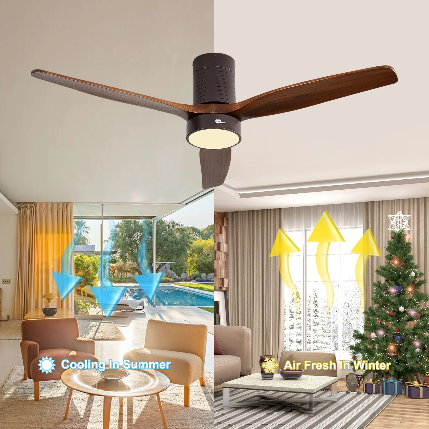 Decoration Home Air Conditioning Solid Wood Blade Iron Acrylic Lamp ...