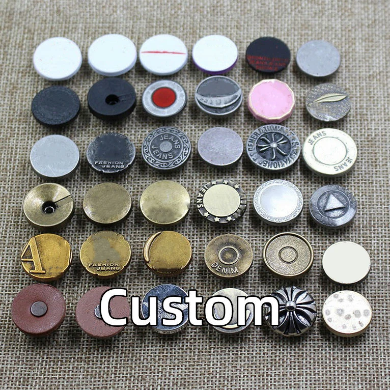 Custom Logo Brass Jeans Buttons And Rivets Botones Botton Denim Garment