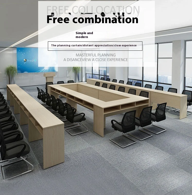 Modern Design Training Table and Chair Set Long Wooden Panel Negotiation Table for Employee Training Office Furniture