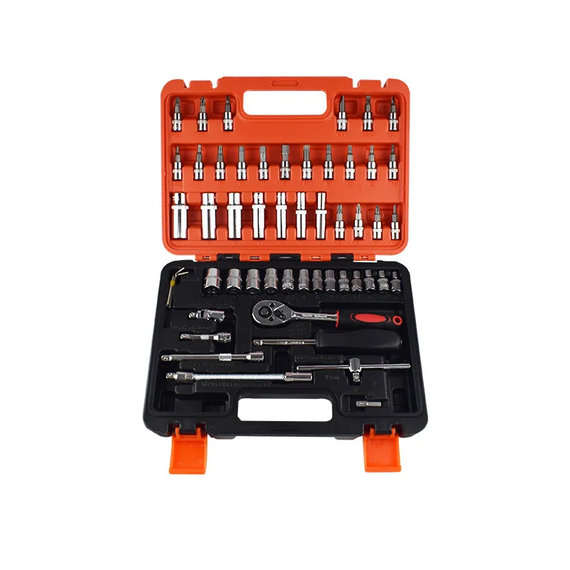 Set of 53pcs professional hand mechanic socket wrench tool set 53