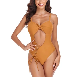 2026 New Fashionable One Piece Swimsuit Cutout Lace up Women Swimsuit Belly Control Cut Out Fitness Swimwear