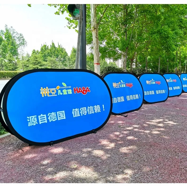 Advertising a Frame Backdrop Banner Stand Bean Triangle Round Shape Pop up Banner Custom logo Factory Outdoor Promotion