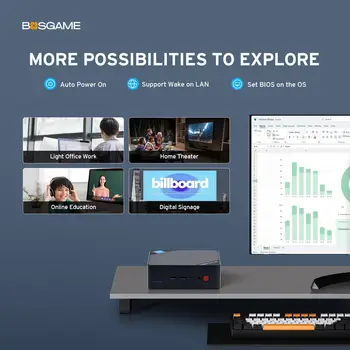 BOSGAME N100 Mini PC - 16GB RAM, 512GB SSD, 4K Display