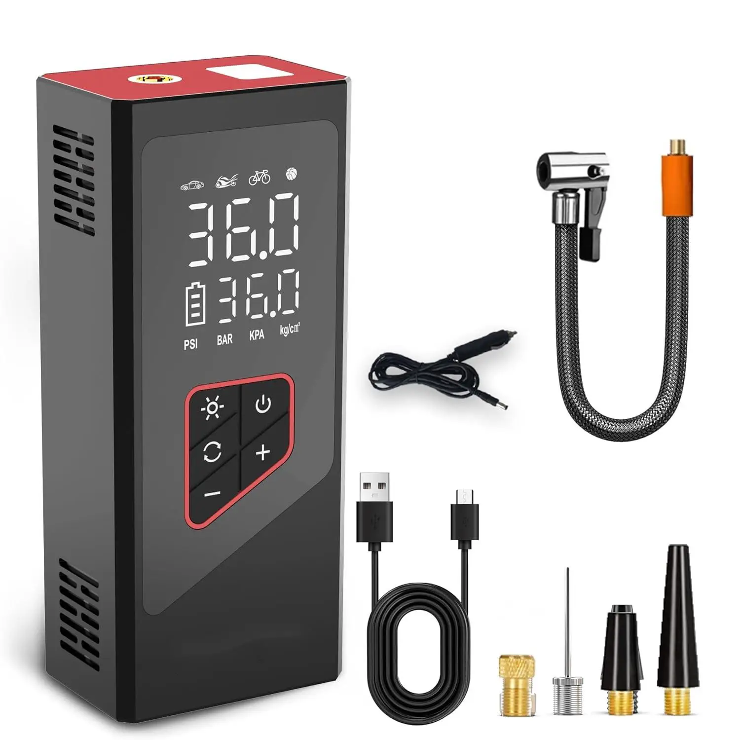 Large Cylinder Multi-functional Mini Tyre Inflator with Power Bank Use Emergent Lights Car Air Compressor with Cigarette Lighter