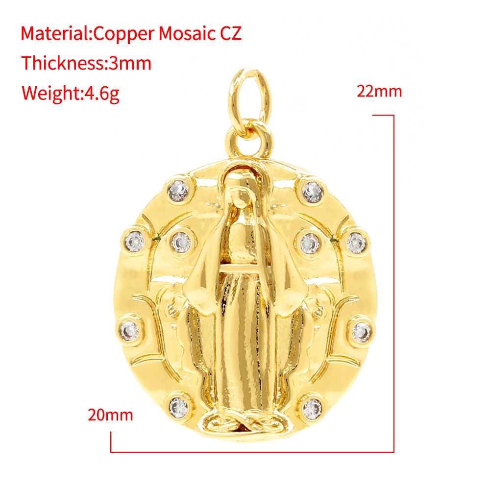 Dainty 24k Gold Plated Virgin Mary Pendant - Micro Pave Cubic Zircon