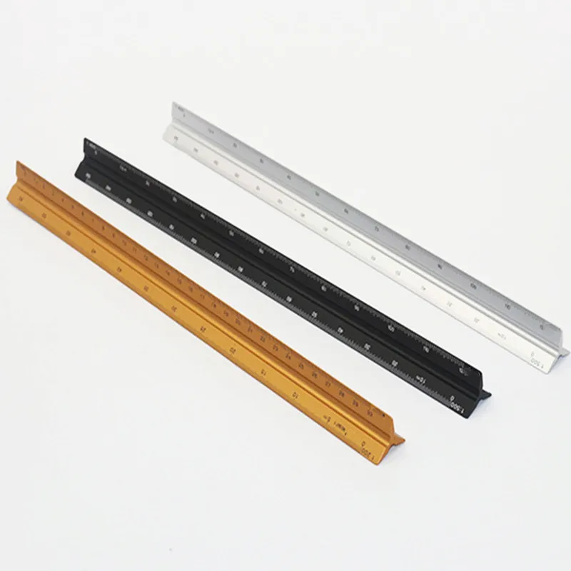 30cm Aluminium Alloy Metal Ruler Triangle Scale Architect Engineer Technical Ruler Measuring Tools Design Drawing Accessories.jpg
