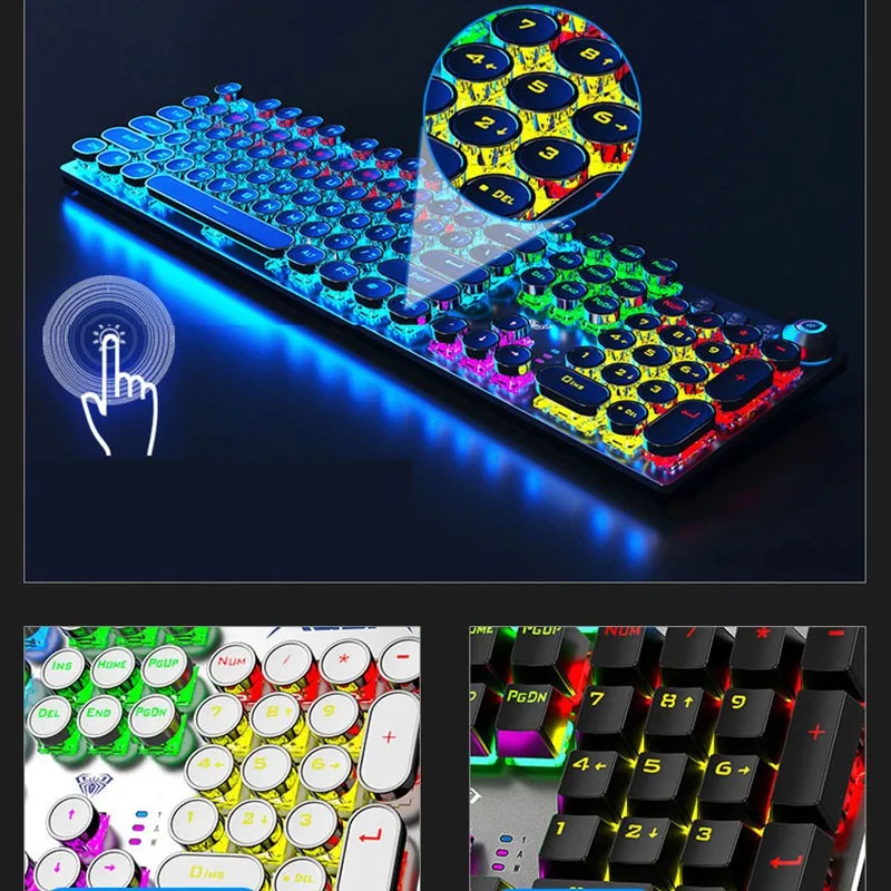 AULA Macro Mechanical Backlit RGB 104 Keys Game Keyboard Wired Blue Red Switch