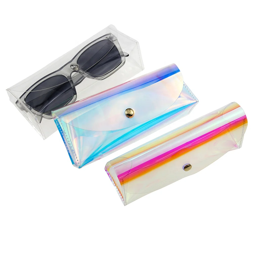 Soft Holographic Transparent Square Iridescent TPU Sunglasses Case