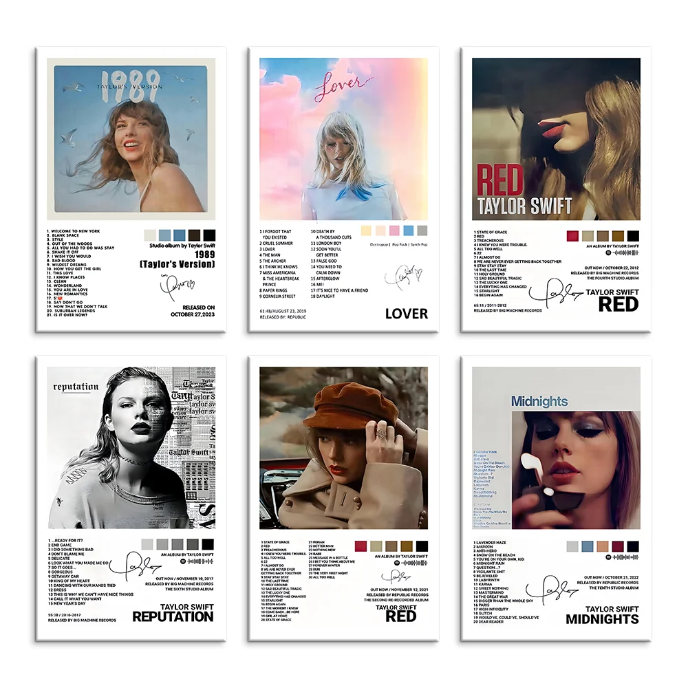 Singer Signed Limited Edition Canvas Wall Art Prints Set of 6