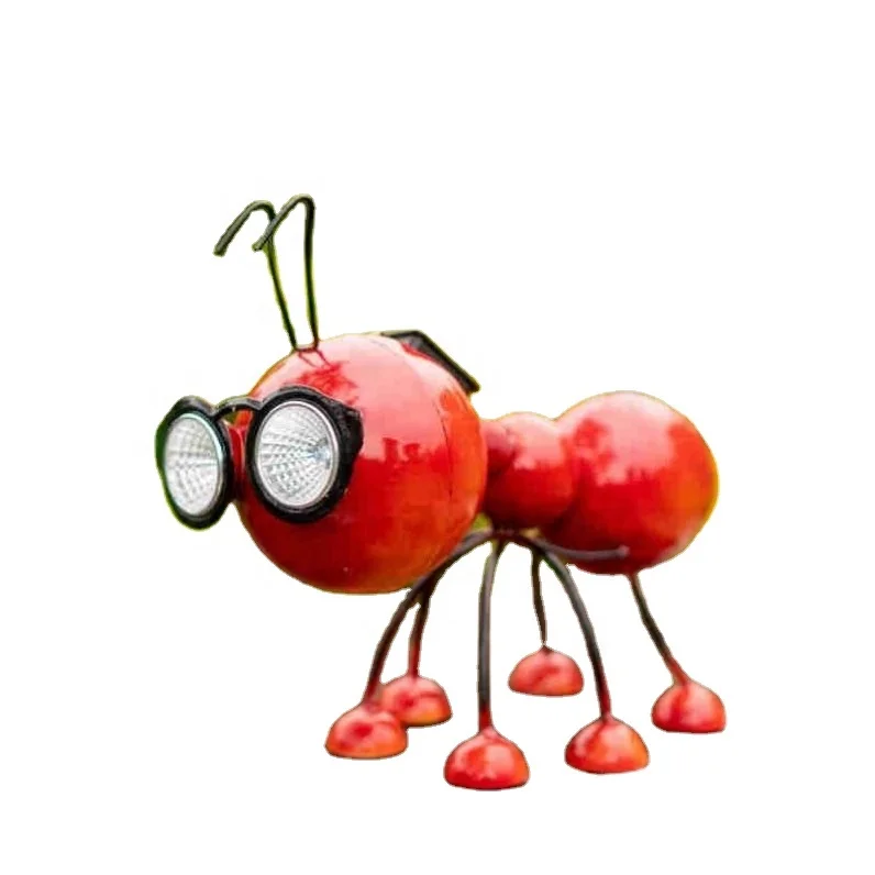 Metal red ants with Solar Powered LED