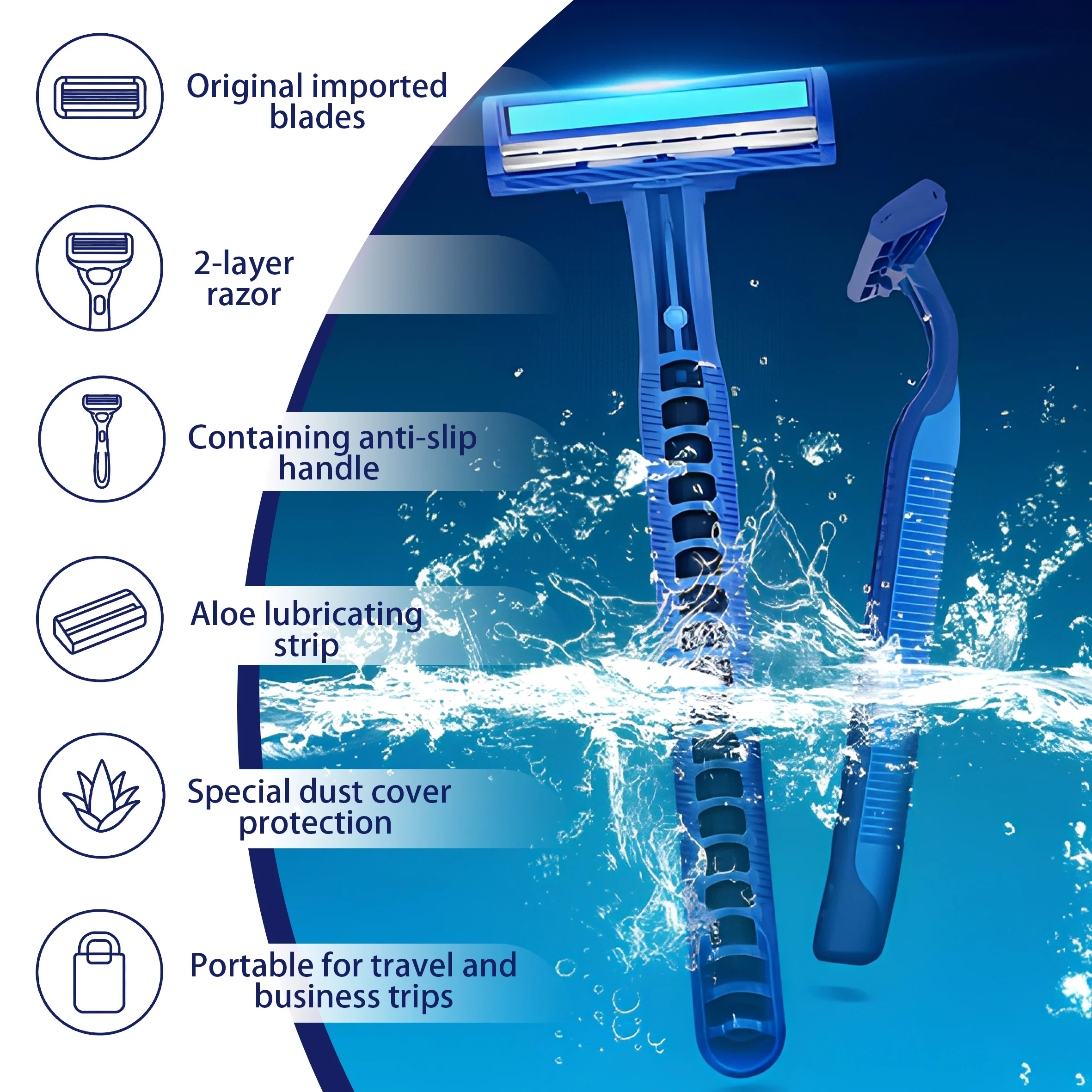 TEXNET Custom Straight Fixed Head Twin Blade Disposable Safety Razor Face Body Use Barber Salon Plastic CE Certified for Men