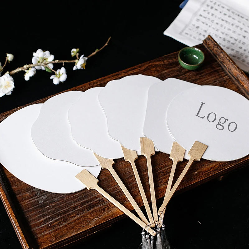 Customized Blank Fan Paint Round White Paper DIY Paint Hand Fan for Gift and Advertising Promotion Fans