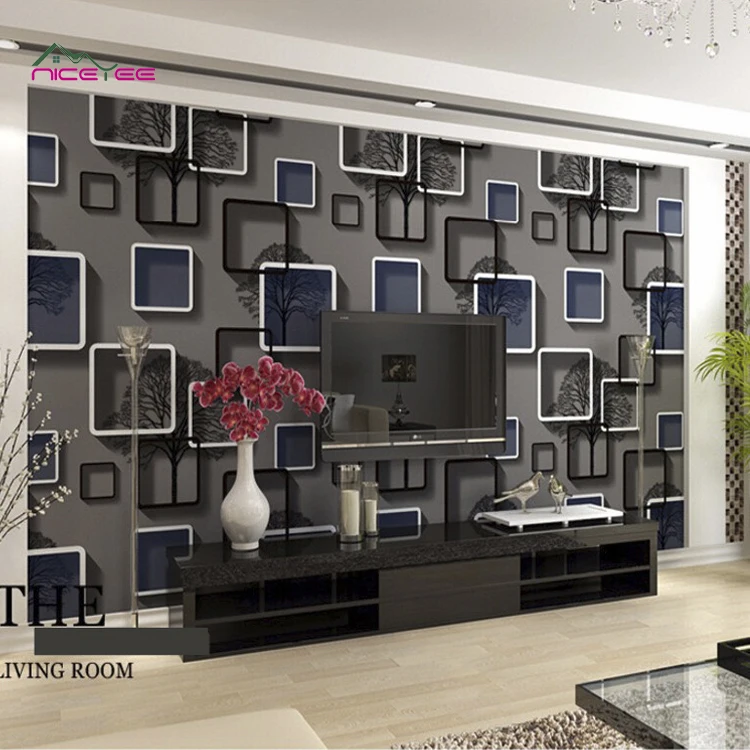 Beautiful Geometric Frame Tree Design Square Dekoration Wall Paper Wallpaper for Wall Deco
