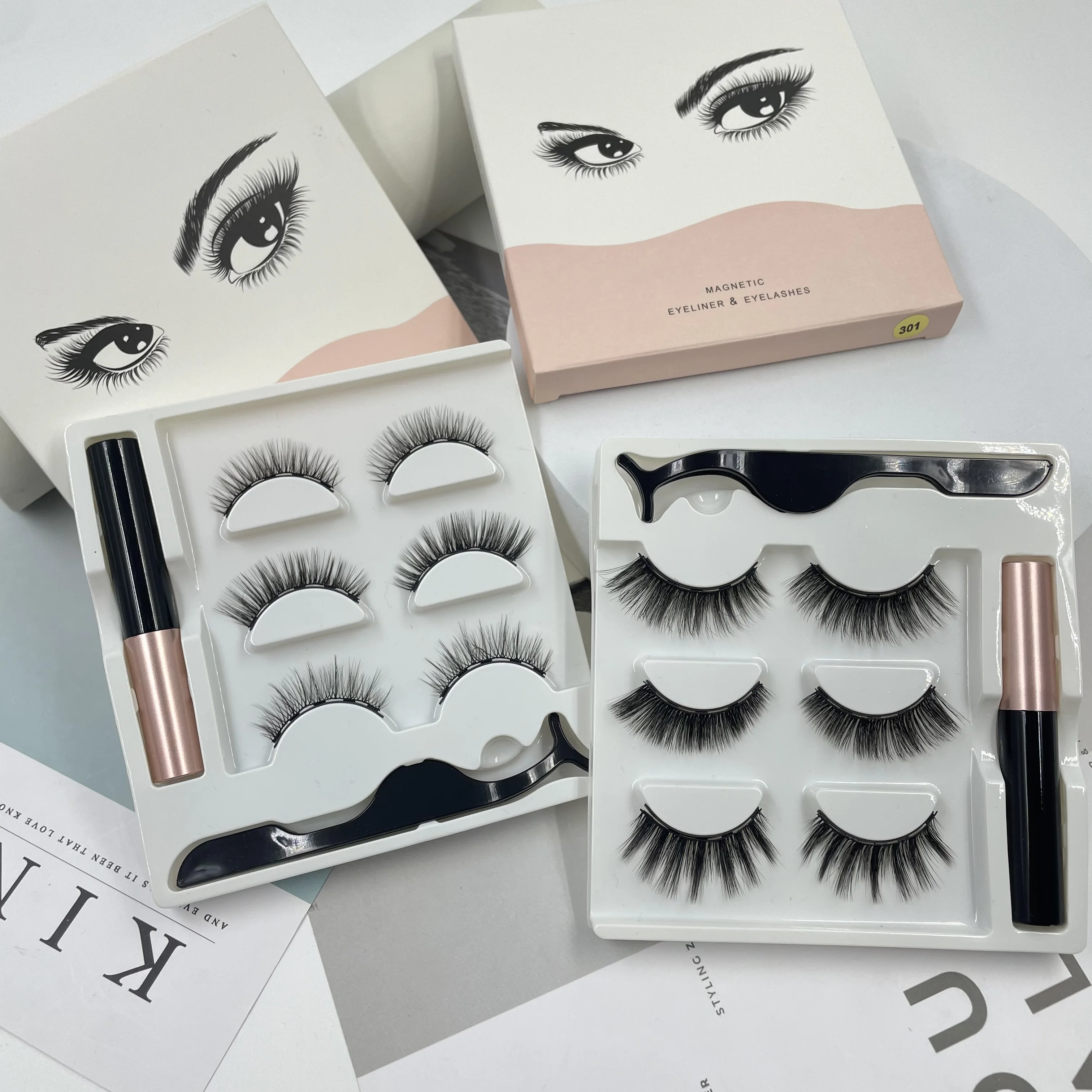 Wholesale Faux Mink Eyelashes Set Eyelashes 3 Pairs 5